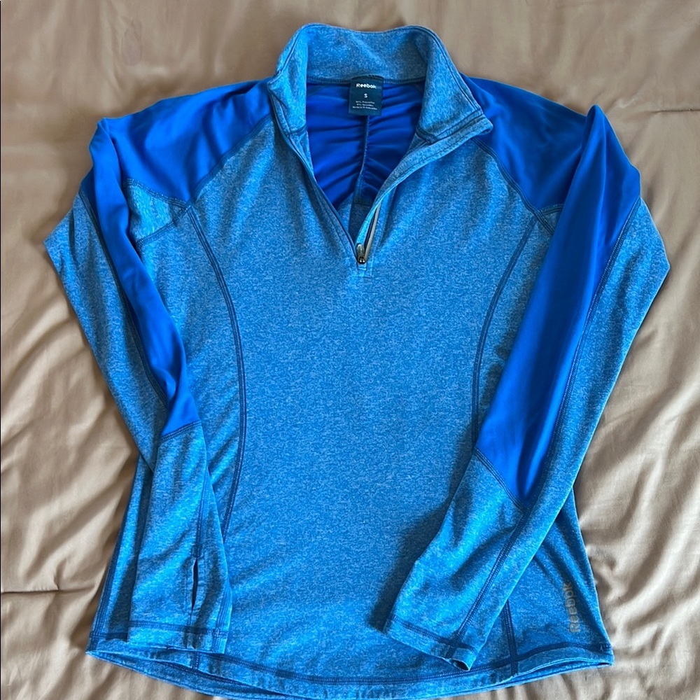 Reebok Heathered Blue Quarter-Zip Pullover